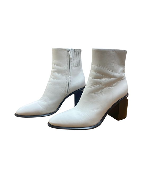 ALEXANDER WANG WHITE ANNA LEATHER ANKLED BOOT SIZE 7.5