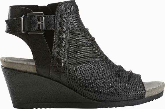EARTH LEATHER PEEP-TO WEDGE HEELS SIZE: 10