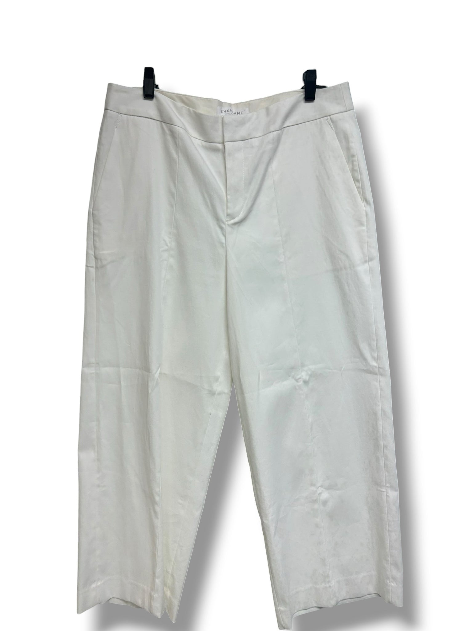 EVERLANE CROPPED WIDE LEG ANKLE PLEATED WHITE TROUSERS SIZE 12