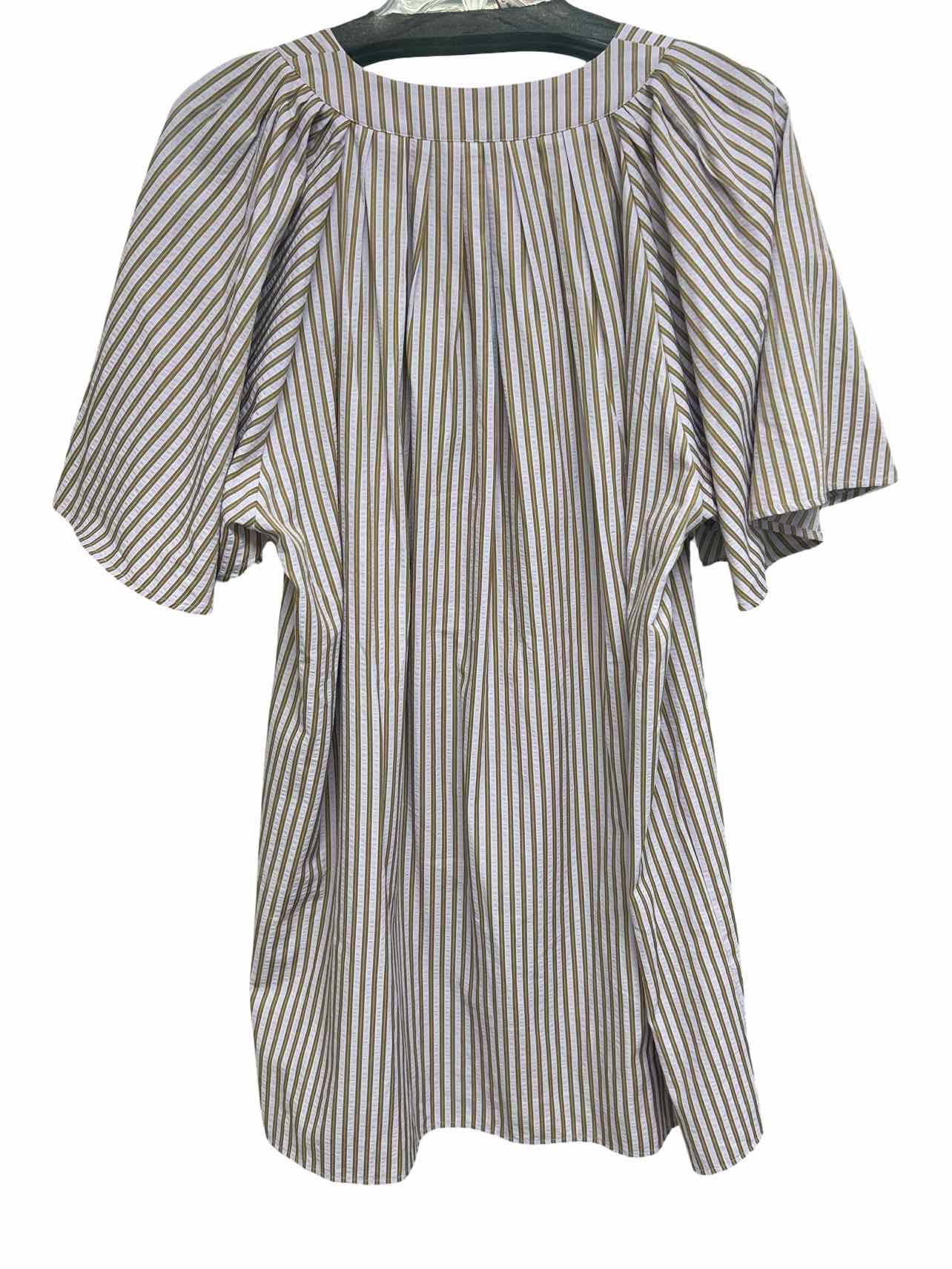 POMANDER PLACE LILAC STRIPE FINLEY FLUTTER SLEEVE DRESS SIZE: XXL