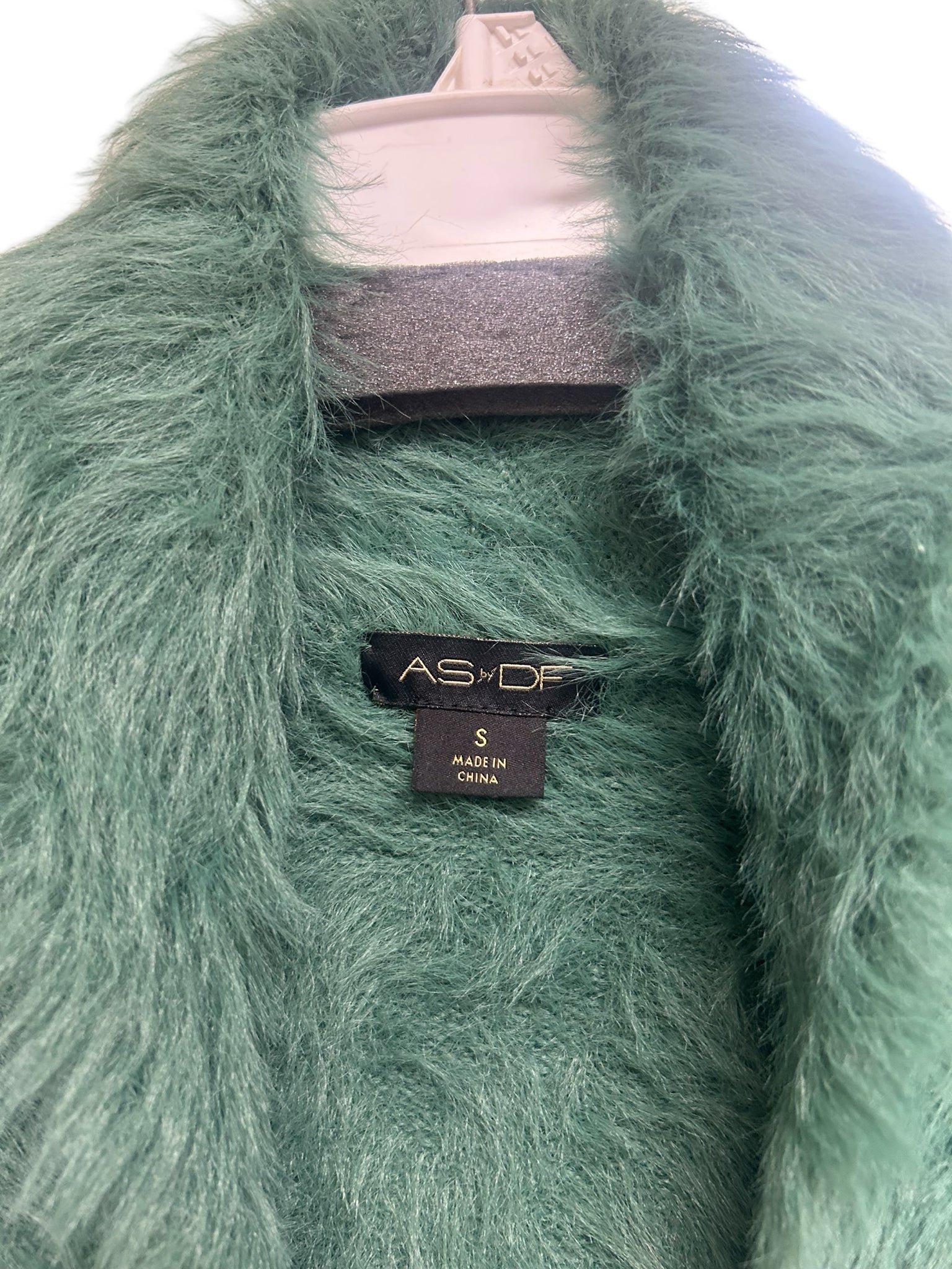 AS BY DF GWEN FEATHER KNIT FUZZY CROP GREEN SIZE SMALL