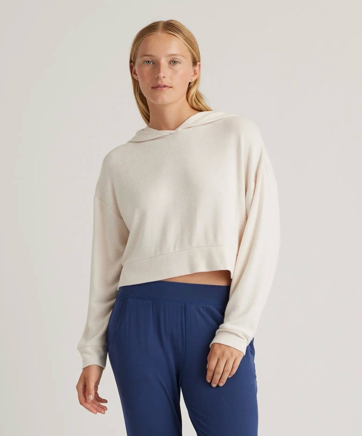 NWT QUINCE BRUSHED LOUNGE CROP HOODIE AND STRAIGHT LEG PULL ON PANTS SIZE XL