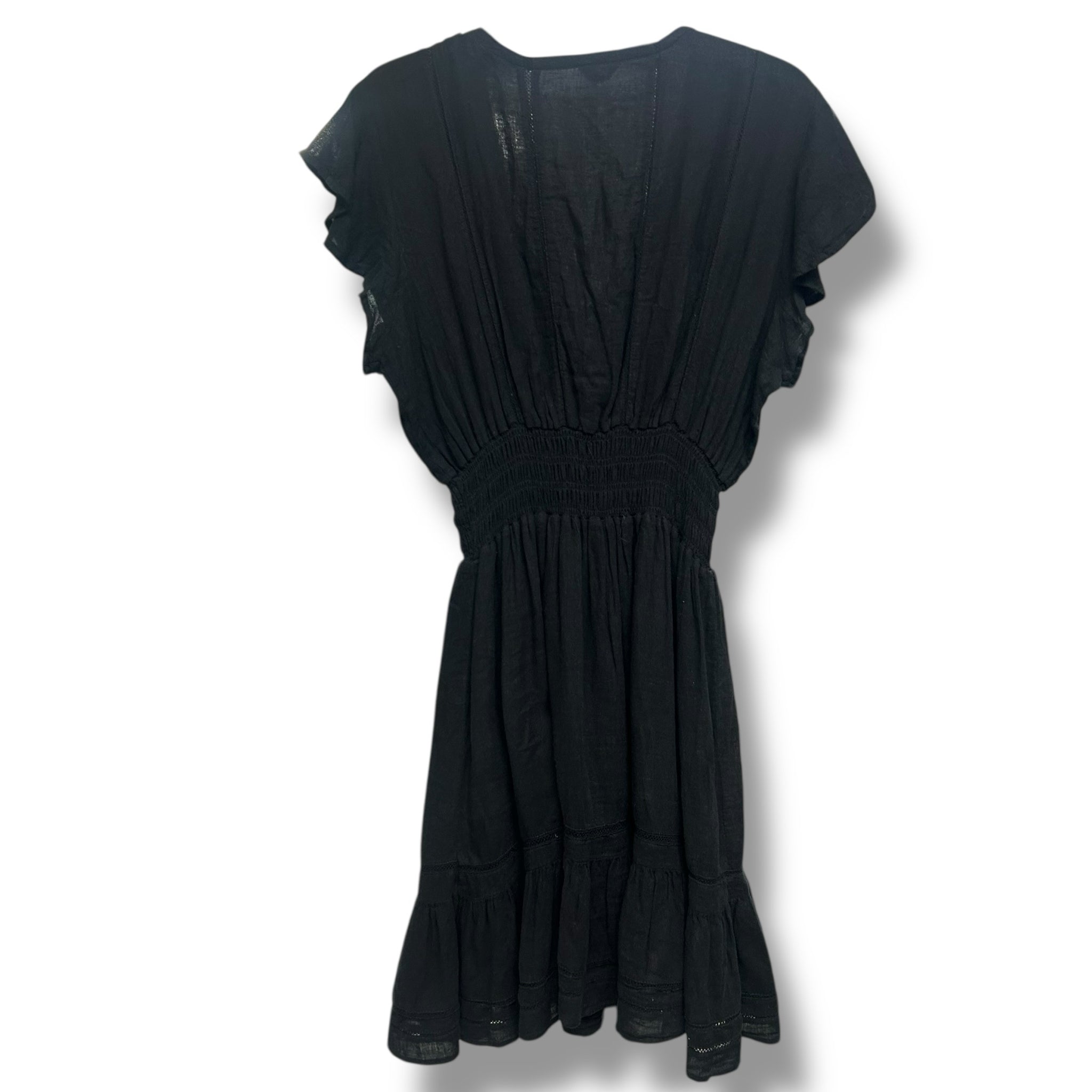 RAILS TARA FLUTTER SLEEVE LINEN BLEND BLACK MINI DRESS SIZE XL