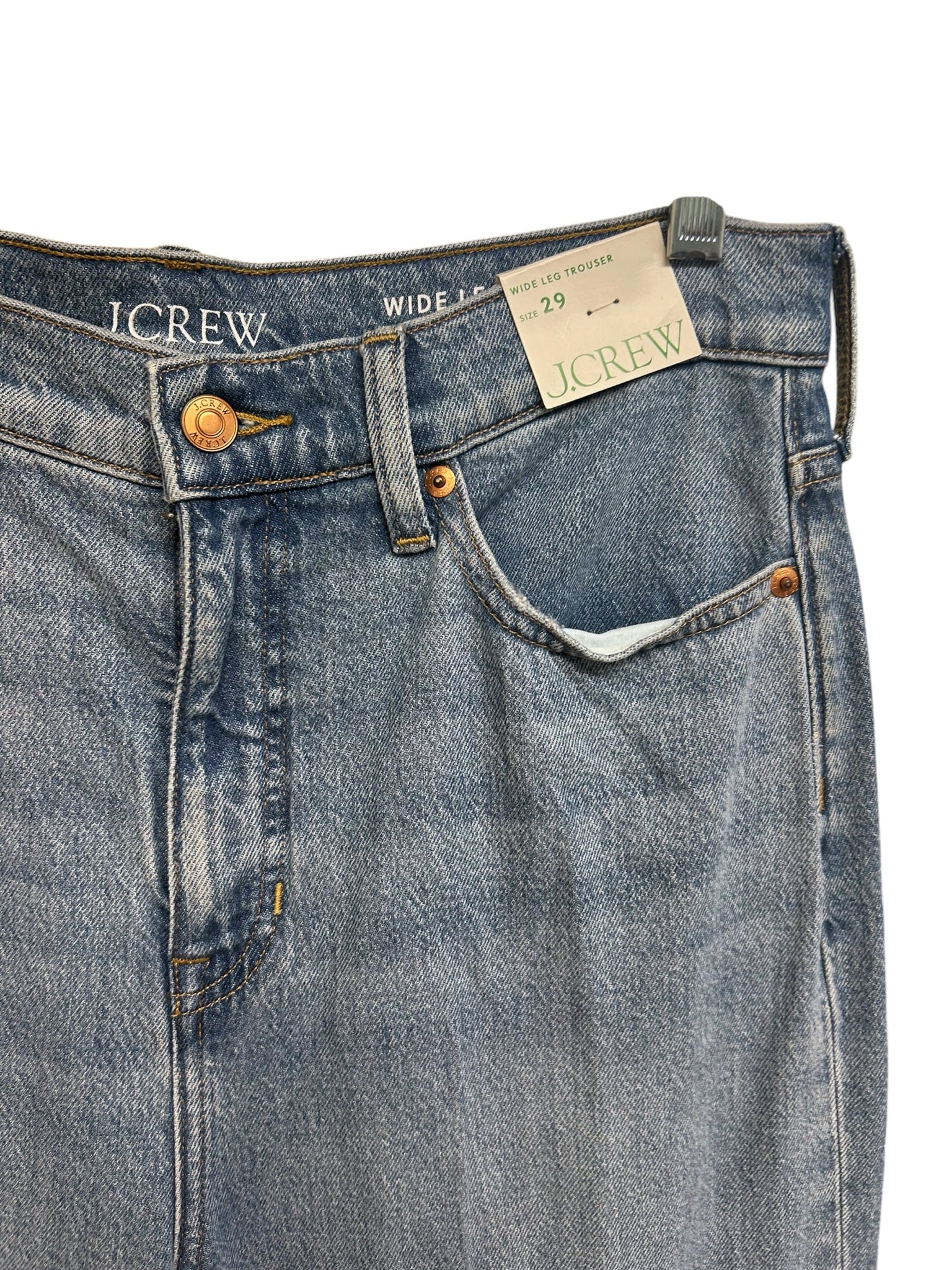 NWT J.CREW WIDE LEG MEDIUM WASH TROUSER JEANS SIZE 29