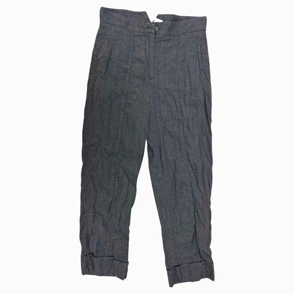 LILITH LINEN BLEND TAPERED CUFFED CHARCOAL TROUSER SIZE XS