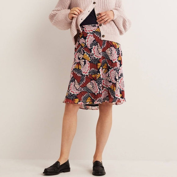 BODEN NEW! BIAS CUT FLORAL CRINKLE FLORAL SKIRT SIZE 20