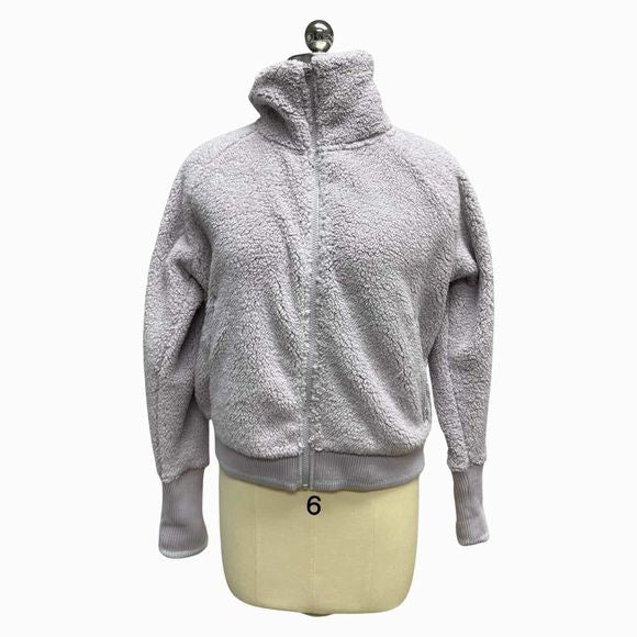 ATHLETA TUGGA SHERPA LAVENDER ZIP UP SIZE M