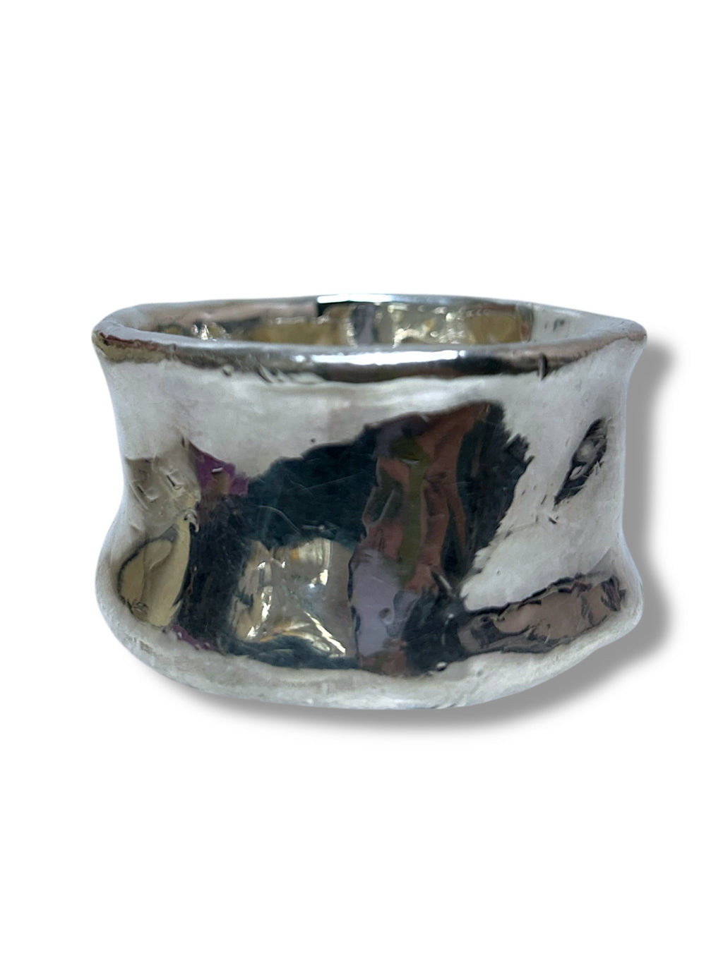 ISRAEL WIDE HAMMERED BANGLE BRACELET STERLING SILVER