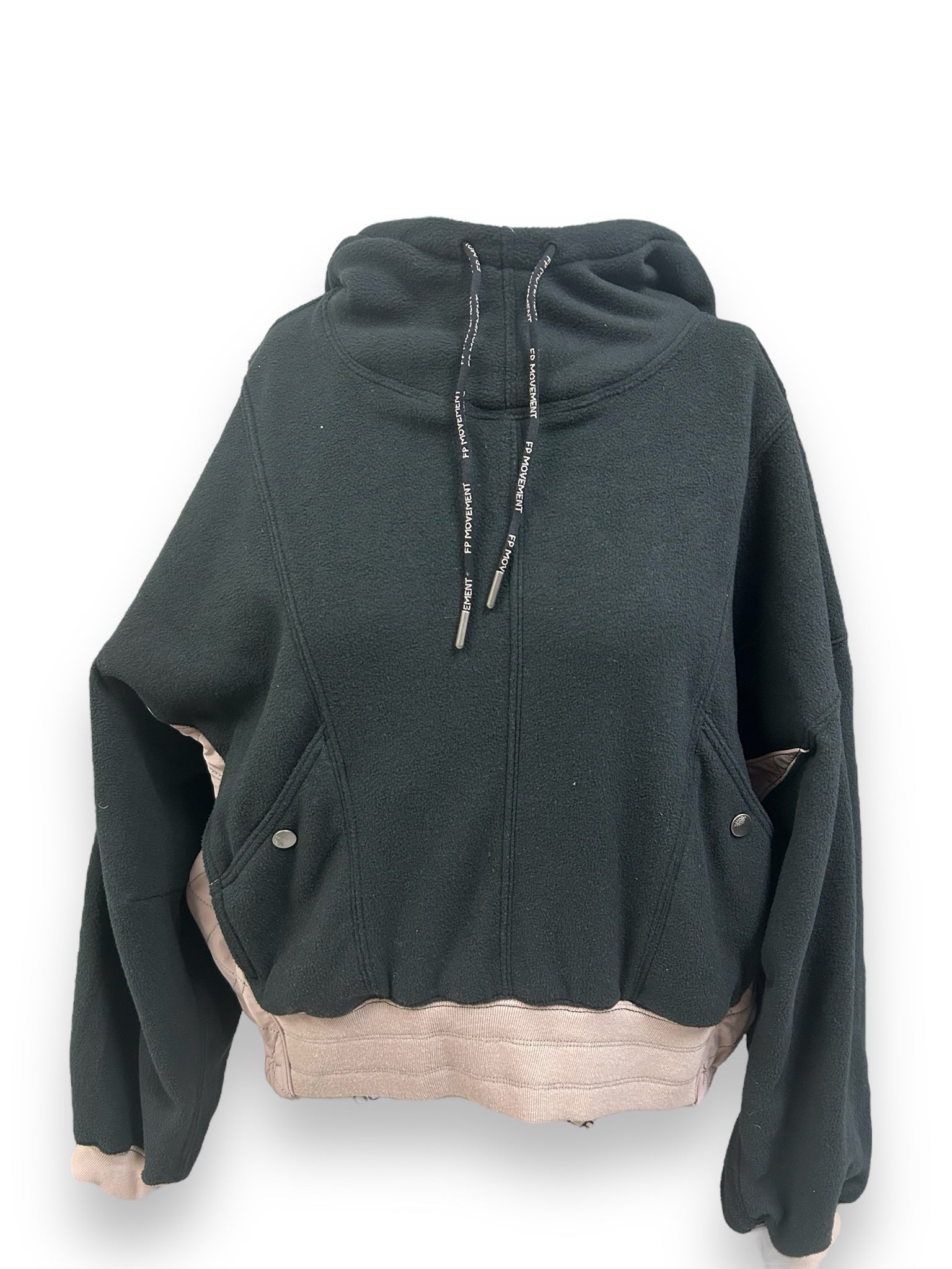 FP MOVEMENT NWT SNOW DAY FLEECE HOODIE BLACK PINK SIZE SMALL