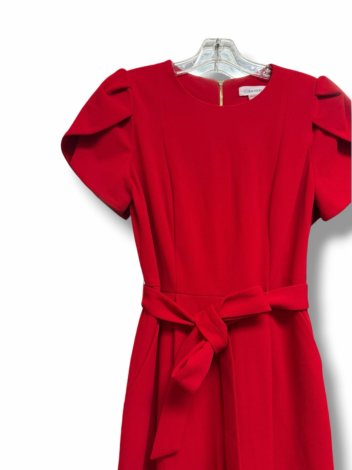 NEW WITH TAGS CALVIN KLEIN RED BELTED FLUTTER SLEEVE JUMPSUIT SIZE 4