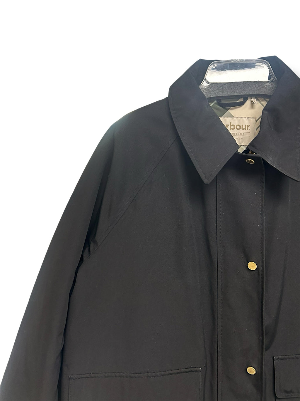 BARBOUR THE FRANCIS WATERPROOF INSULATED BLACK RAINCOAT NO HOOD SIZE 12 - WEARHOUSE  CONSIGNMENT