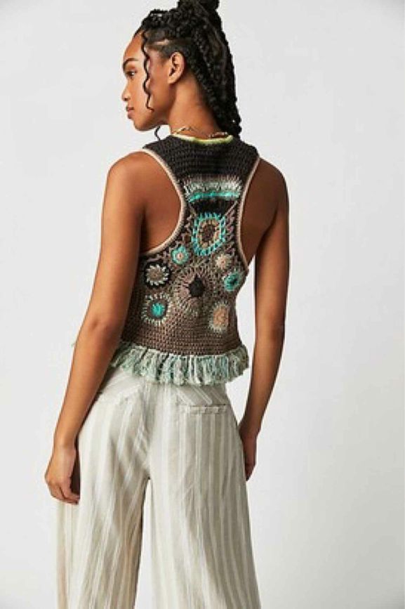 FREE PEOPLE NWT! DESERT ROSE CROCHET VEST SIZE: L