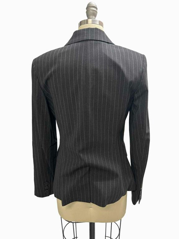 THEORY  CARISSA CLASSIC WOOL BLEND PINSTRIPE BLAZER SIZE: 8