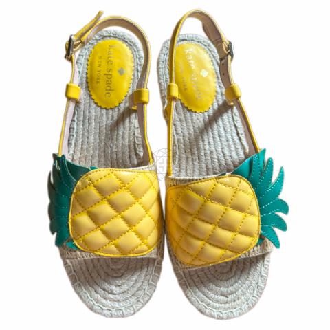 KATE SPADE TROPICAL PINEAPPLE LEATHER SANDAL SIZE 7.5