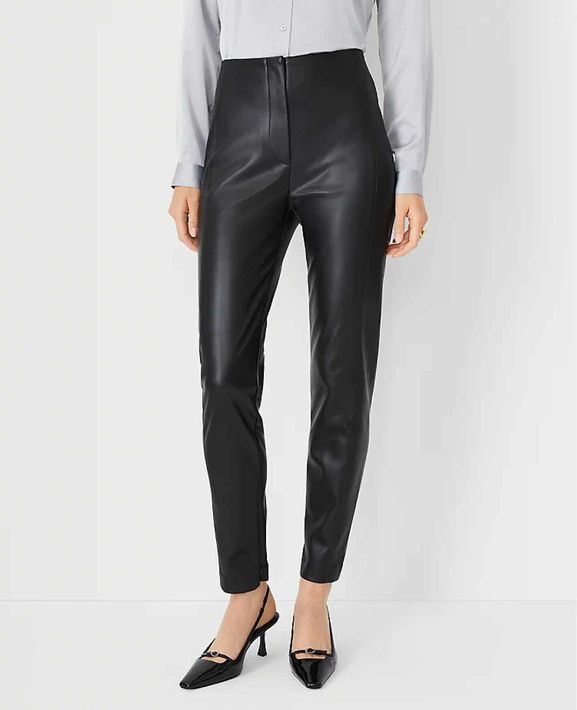 ANN TAYLOR  FAUX LEATHER STRAIGHT LEG PANTS SIZE: 16