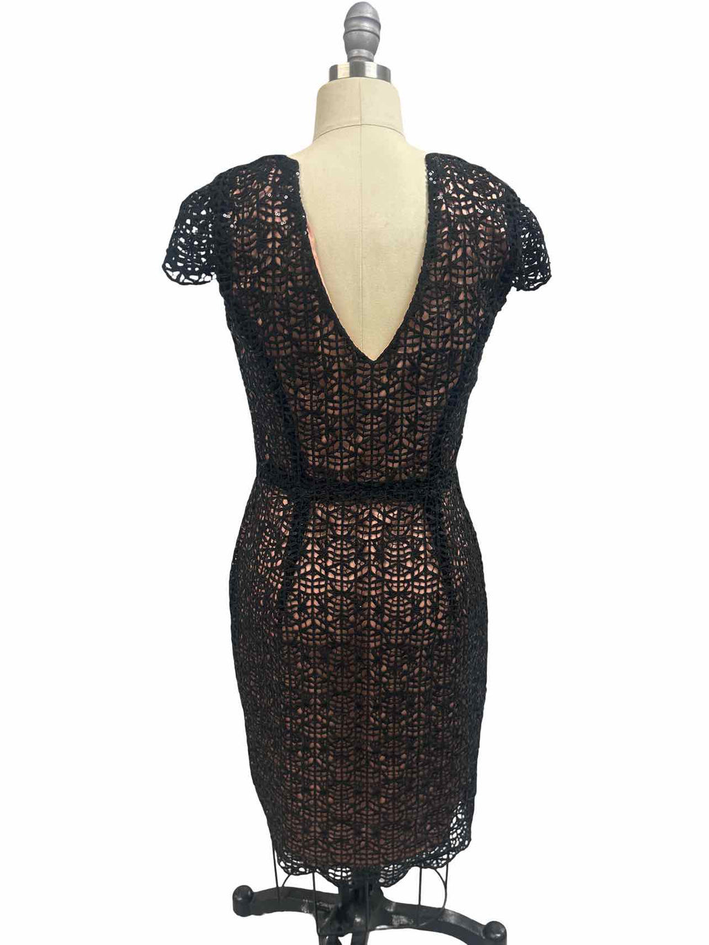 HOSS INTROPIA  BLACK LACE SEQUIN OVERLAY DRESS SIZE: 38