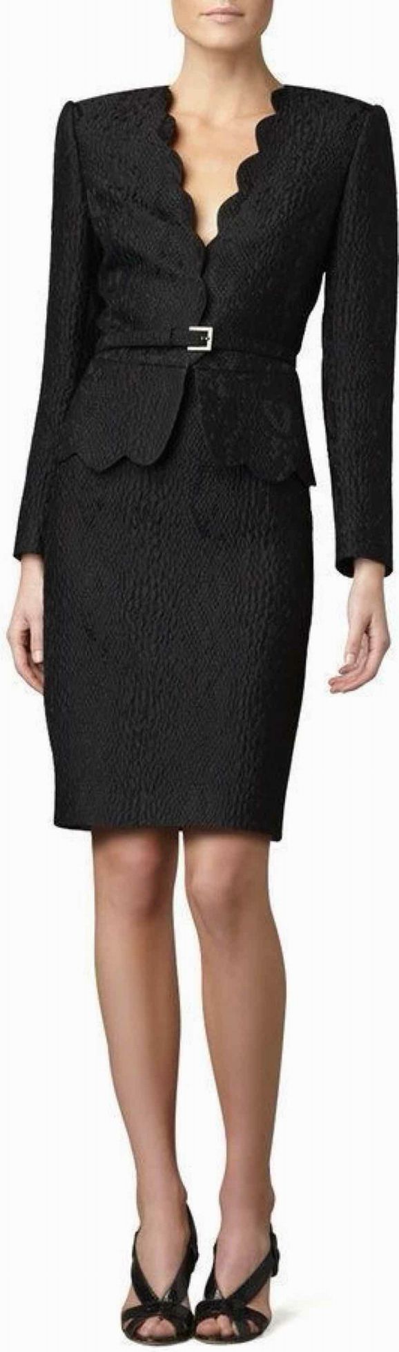 ALBERT NIPON CUSTOM JACQUARD SATIN BLACK SKIRT SET SIZE 6