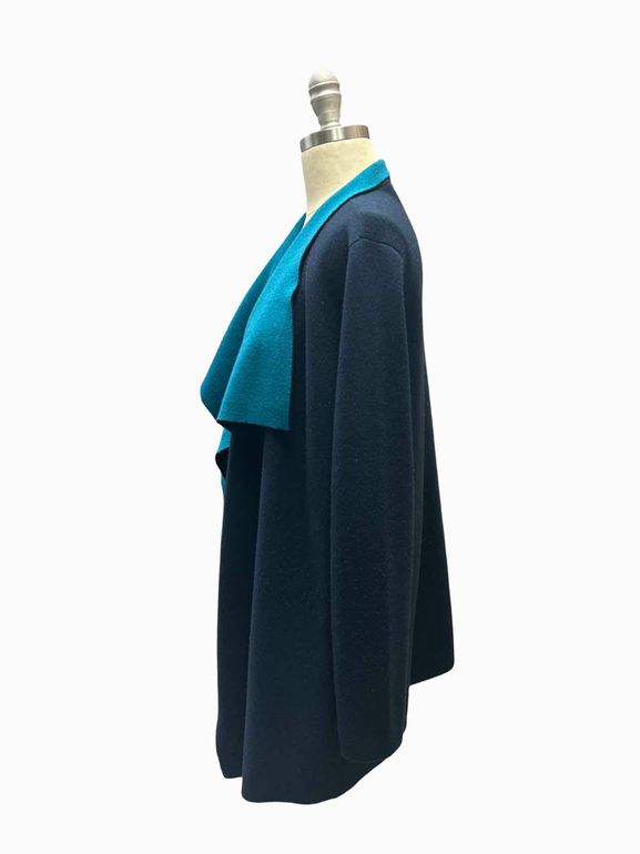 ST JOHN COLOR BLOCK OPEN CARDIGAN SIZE: SMALL