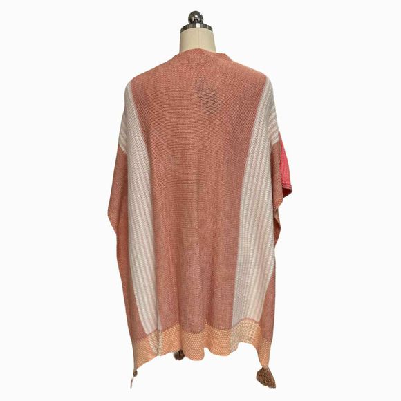 ANTHROPOLOGIE NWT! CAROLINE KAUFMAN FAIRBANKS KNIT PINK PONCHO SIZE ONE SIZE