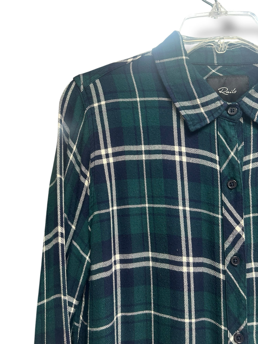 RAILS HUNTER FLANNEL SHIRT IN FOREST NAVY BUTTON UP SIZE MEDIUM