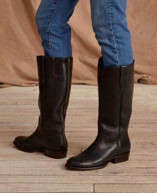 TECOVAS THE HAILEY TALL LEATHER EQUESTRIAN ZIP UP BLACK BOOTS SIZE 9