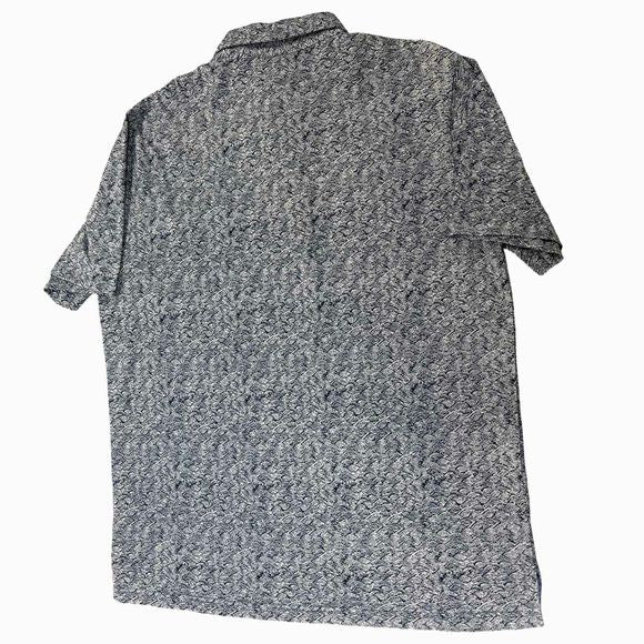 JOHNNIE O WAVE PATTERN BLUE POLO SIZE L