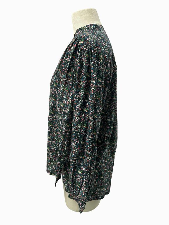 BIRDS OF PARADISE BY TROVATA LS SPLIT NECK TUNIC SIZE: S