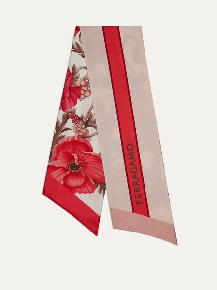 FERRAGAMO NWT BANDEAU POPPIES 100% SILK SCARF