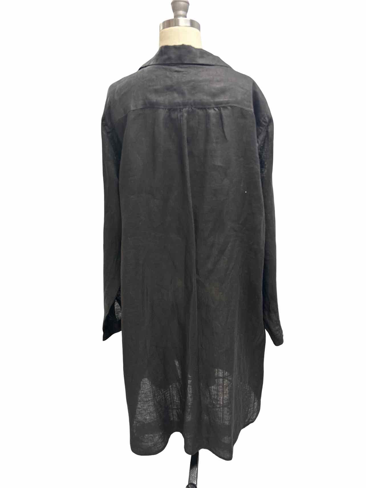 CP SHADES SPLIT NECK LINEN DRESS LS SIZE: M