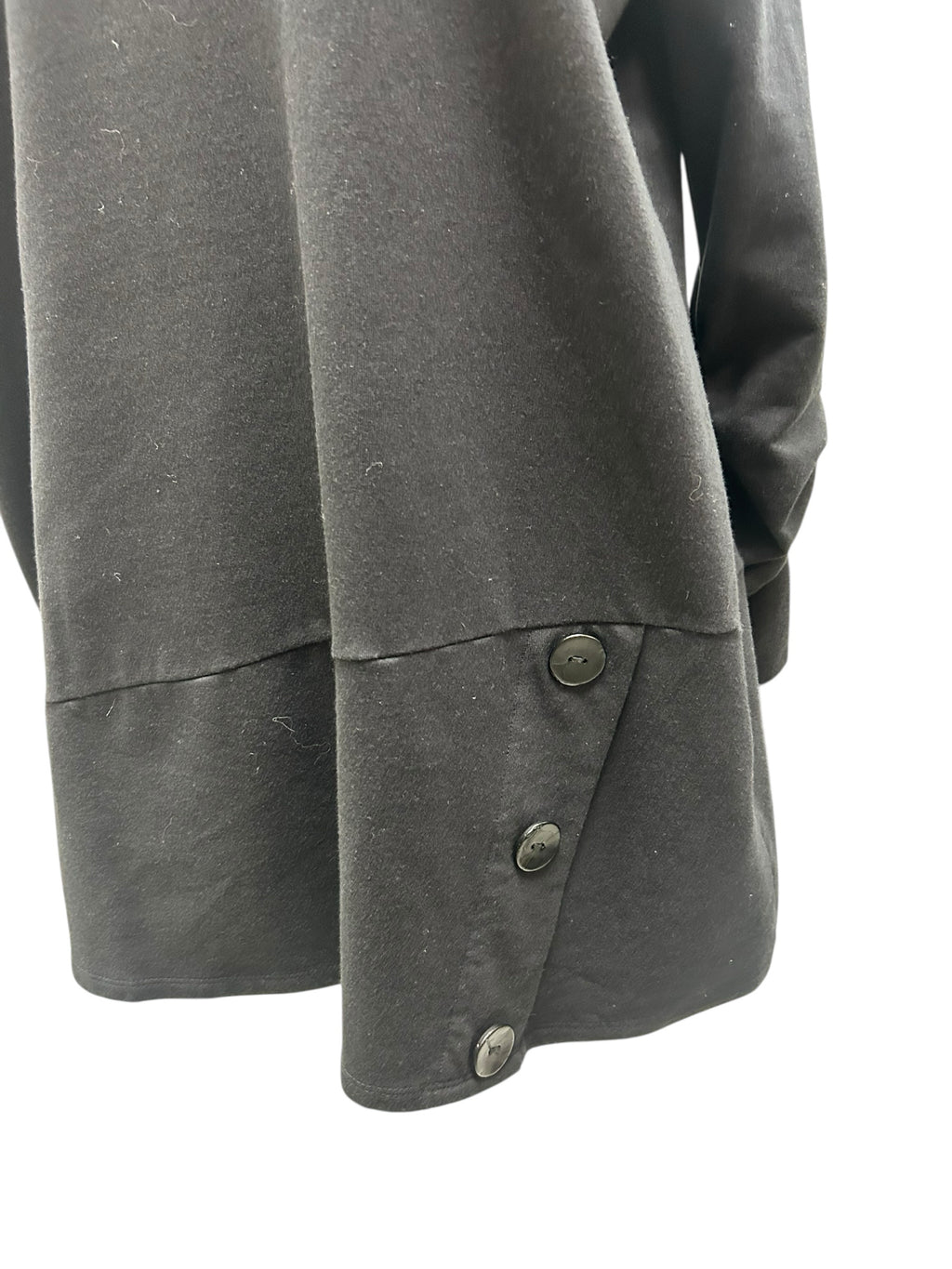 NWT CHALET COWL NECK TUNIC BLACK LONG SLEEVE WITH SIDE BUTTONS SIZE MEDIUM