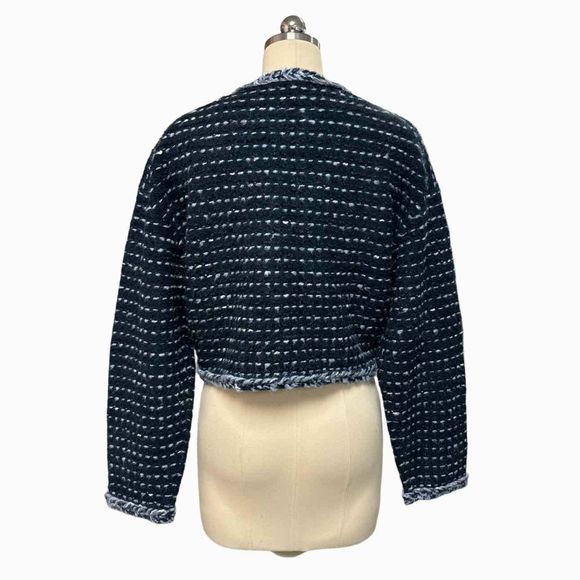 JCREW NWT! CROPPED LADY MARLED YARN NAVY JACKET SIZE M