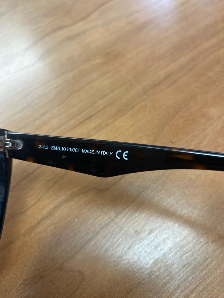 EMILIO PUCCI EP 08 SQUARE FLAT TOP DARK BROWN/BLUES SUNGLASSES