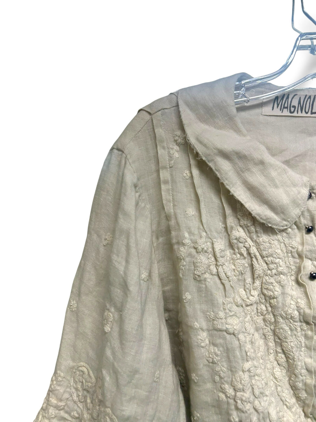MAGNOLIA PEARL CREAM LINEN CROP BEYA EMBROIDERED JACKET ONE SIZE