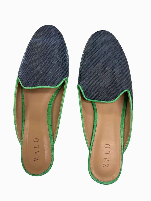 ZALO NAVY RAFFIA MULE SIZE:11