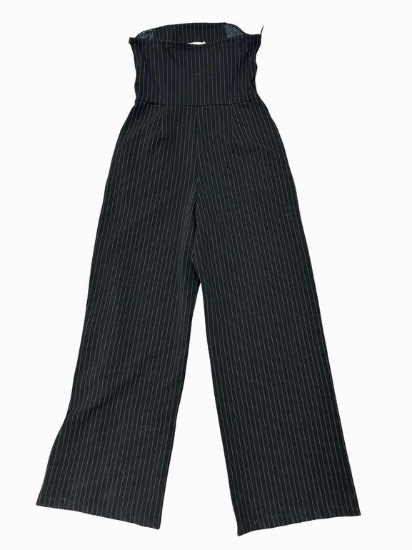 ANTHROPOLOGIE MAEVE PINSTRIPE STRAPLESS JUMPSUIT SIZE: 12