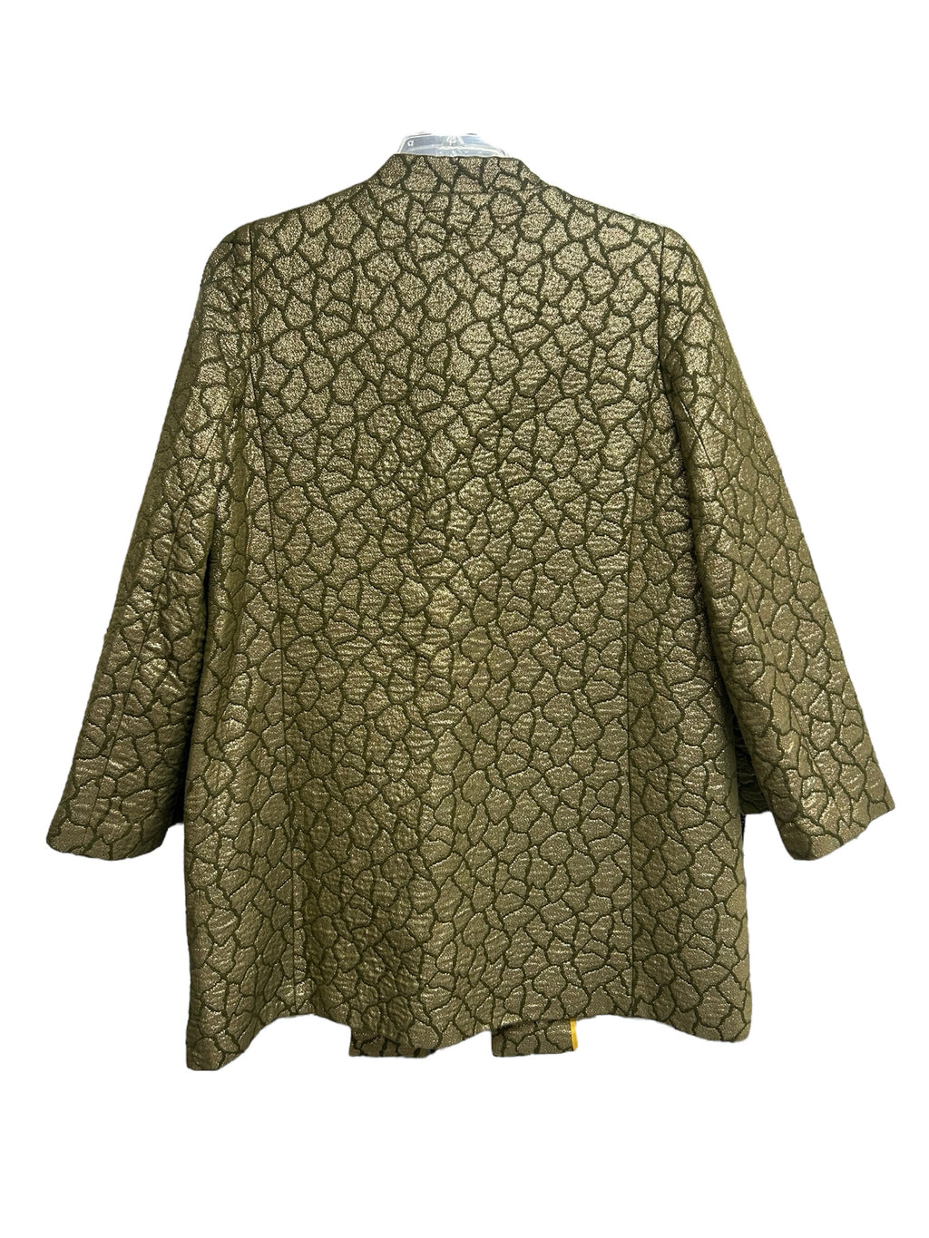 JCREW GREEN GOLD METALLIC BROCADE DRESS COAT SIZE 12