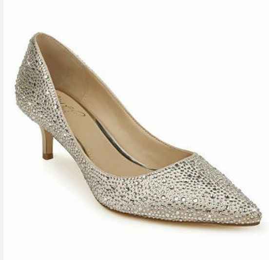 NEW IN BOX BADGLEY MISCHKA FRENCHIE RHINESTONE KITTEN HEEL SIZE 7.5 WIDE