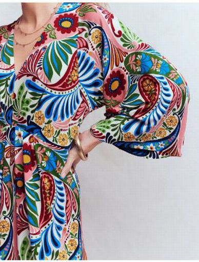 NWT BODEN NELL KIMONO MIDI JERSEY DRESS IN ENCHANTED PAISLEY US SIZE 12