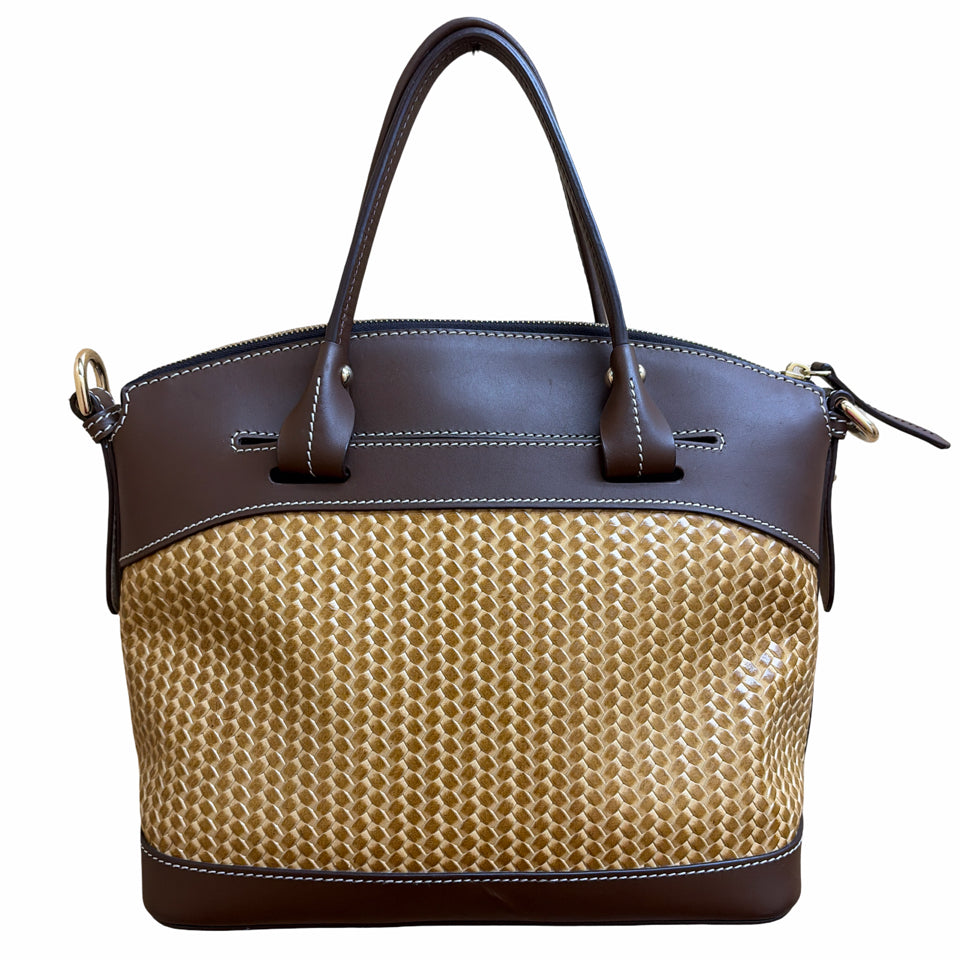 DOONEY & BOURKE WOVEN LEATHER BEACON CROSSBODY SATCHEL