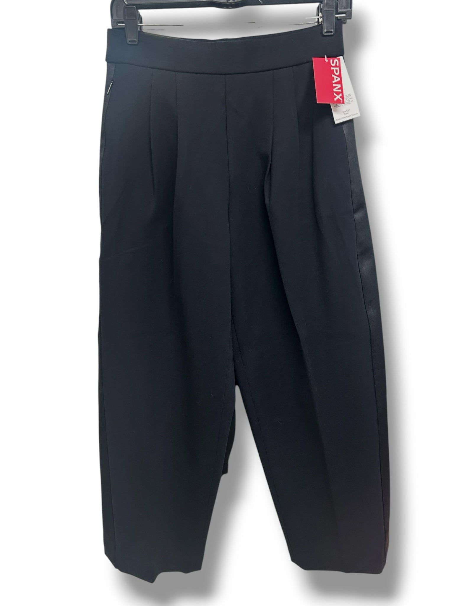 NWT SPANX PONTE PLEATED BARREL LEG TROUSER WITH TUXEDO STRIPE SIZE SMALL