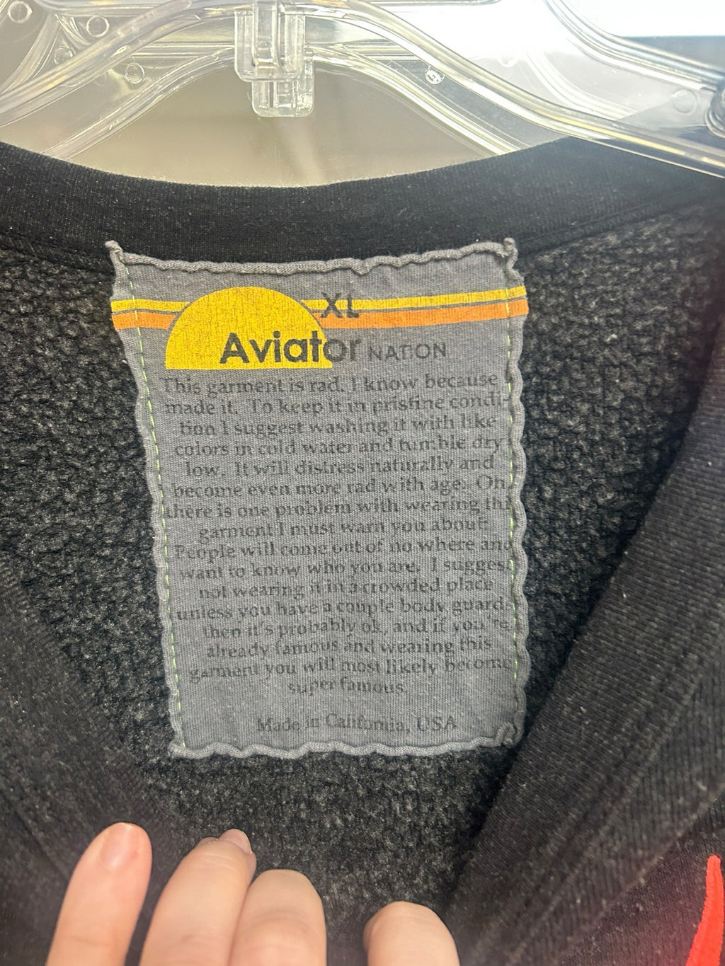 AVIATOR NATION CHARCOAL GRAY BOLT CROPPED SWEATSHIRT SIZE X LARGE