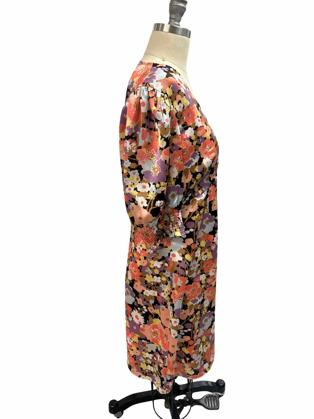 RAILS ROMA FLORAL VNECK SMOCKED SLV DRESS SIZE: M