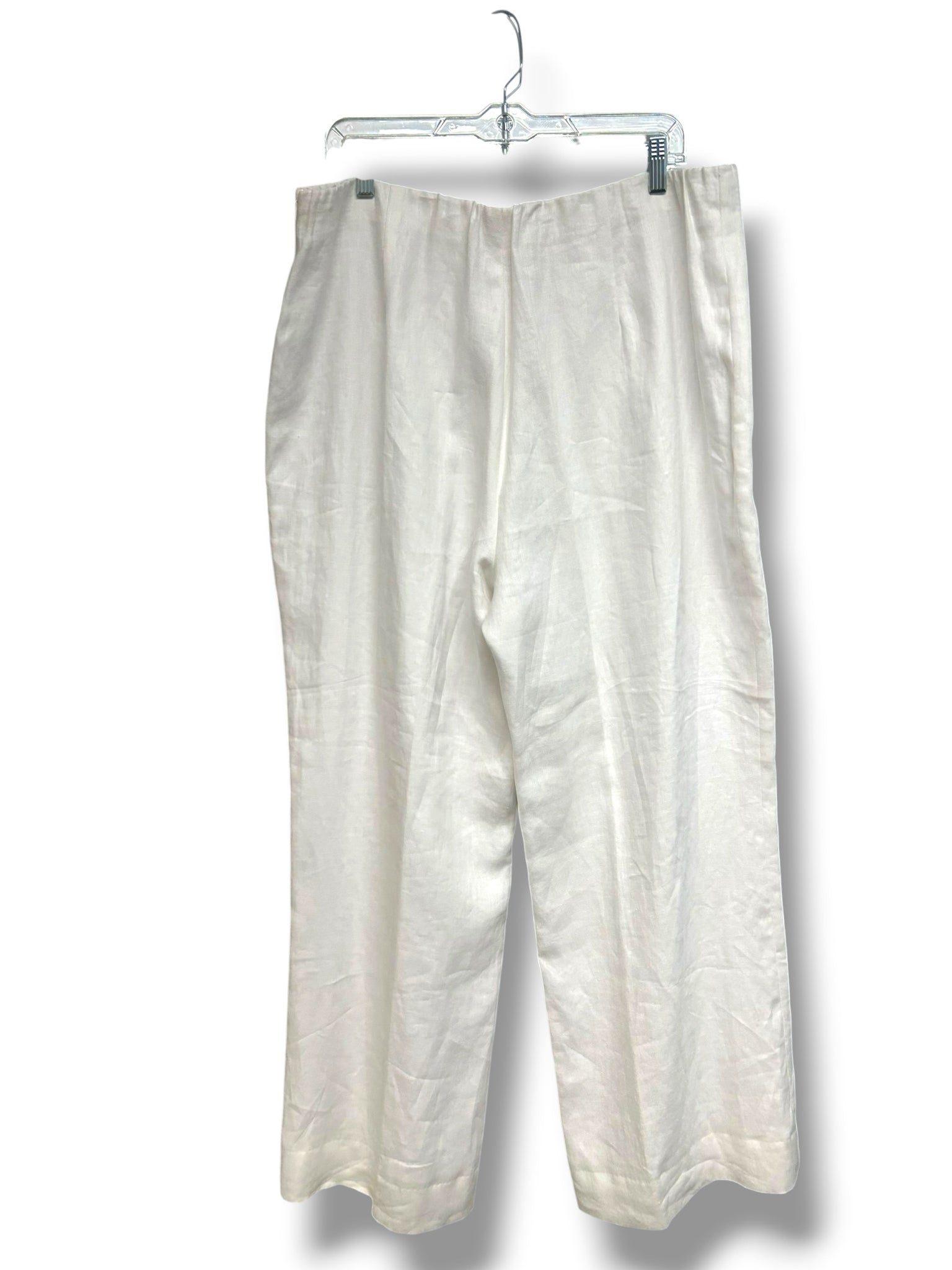 LAFAYETTE 148 WHITE LINED LINEN WIDE LEG TROUSER PANTS SIZE 16