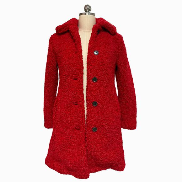 JCREW NWOT! TEDDY SHERPA LADY COAT IN HOLIDAY RED SIZE XSP