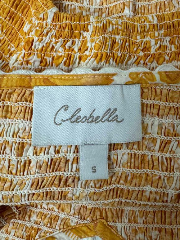 ANTHROPOLOGIE CLEOBELLA EVERLY SMOCKED ORANGE TOP SIZE S