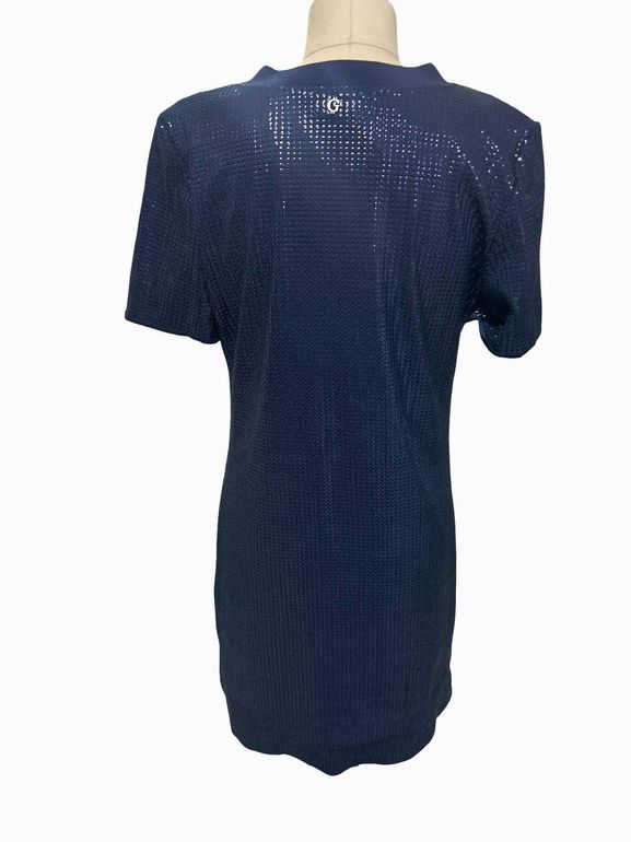 GUESS ALL OVER SEQUIN MINI BLUE DRESS DALIA SHORT SLEEVE SIZE: M