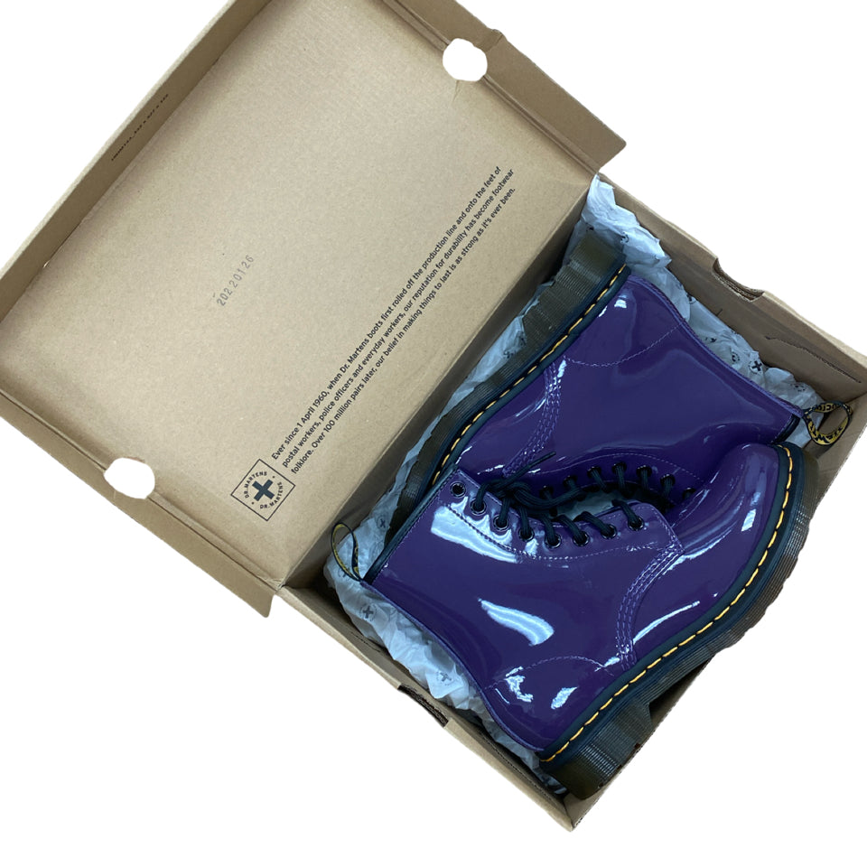 NEW DR MARTENS 1460 PATENT LAMPER LACE UP BOOT BLACKCURRANT SIZE 6 / 37