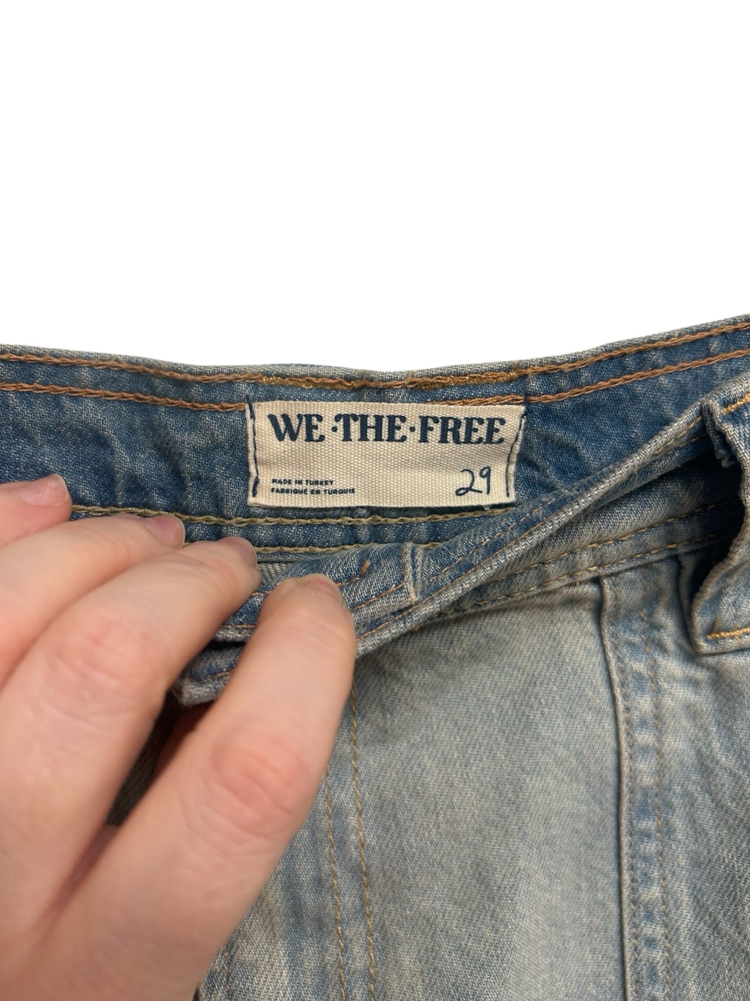 WE THE FREE HAYWIRE HIGH RISE STONE WASH SKATER JEANS SIZE 29