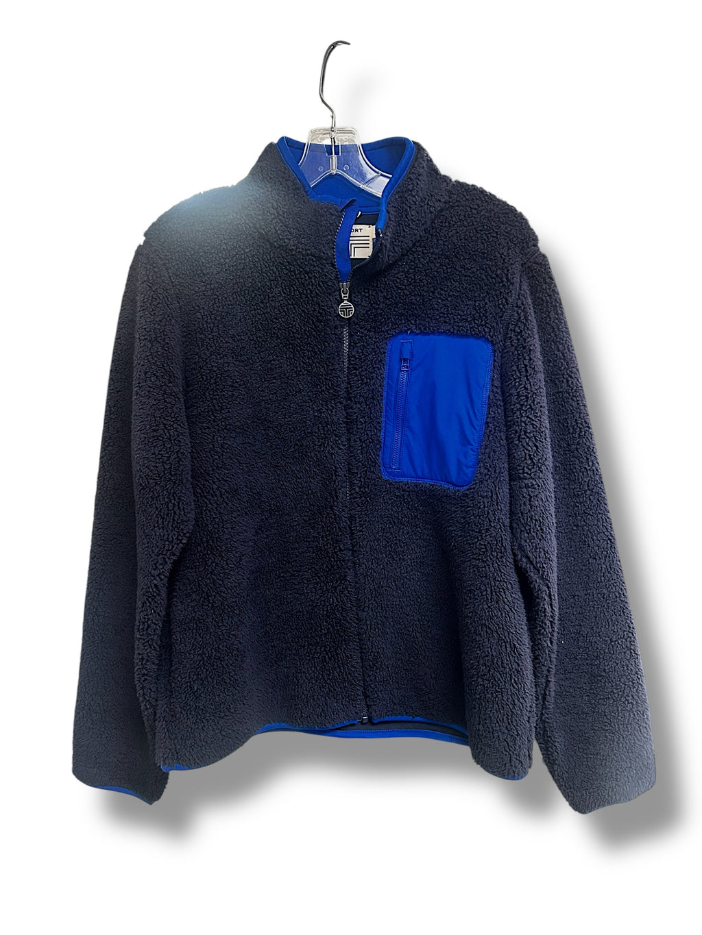 TORY SPORT HIGH-PILE FULL-ZIP MOCK NECK TWO TONE BLUE SIZE XL