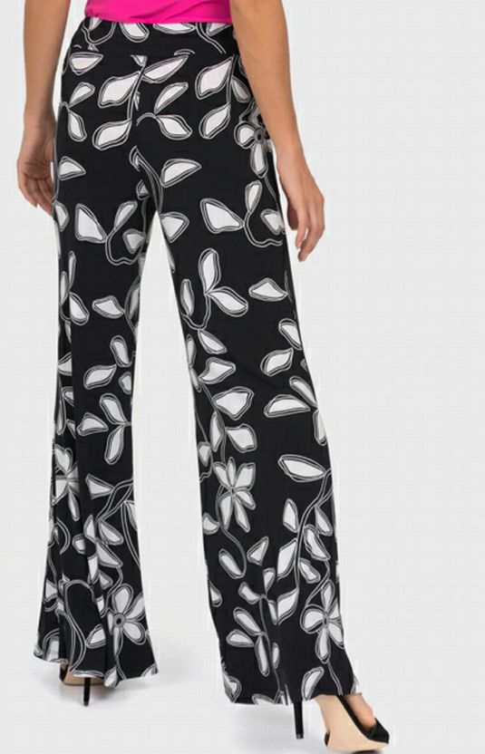 JOSEPH RIBKOFF WIDE LEG PULL ON FLOWY BLACK/WHITE PANT SIZE 10